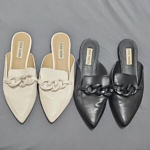 Steve Madden Women's Black and Cream Mules